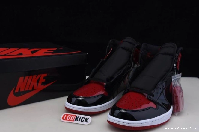 Kicked Out Shoe Store High 555088-063 Bred Air OG Jordan 1 Patent 0801